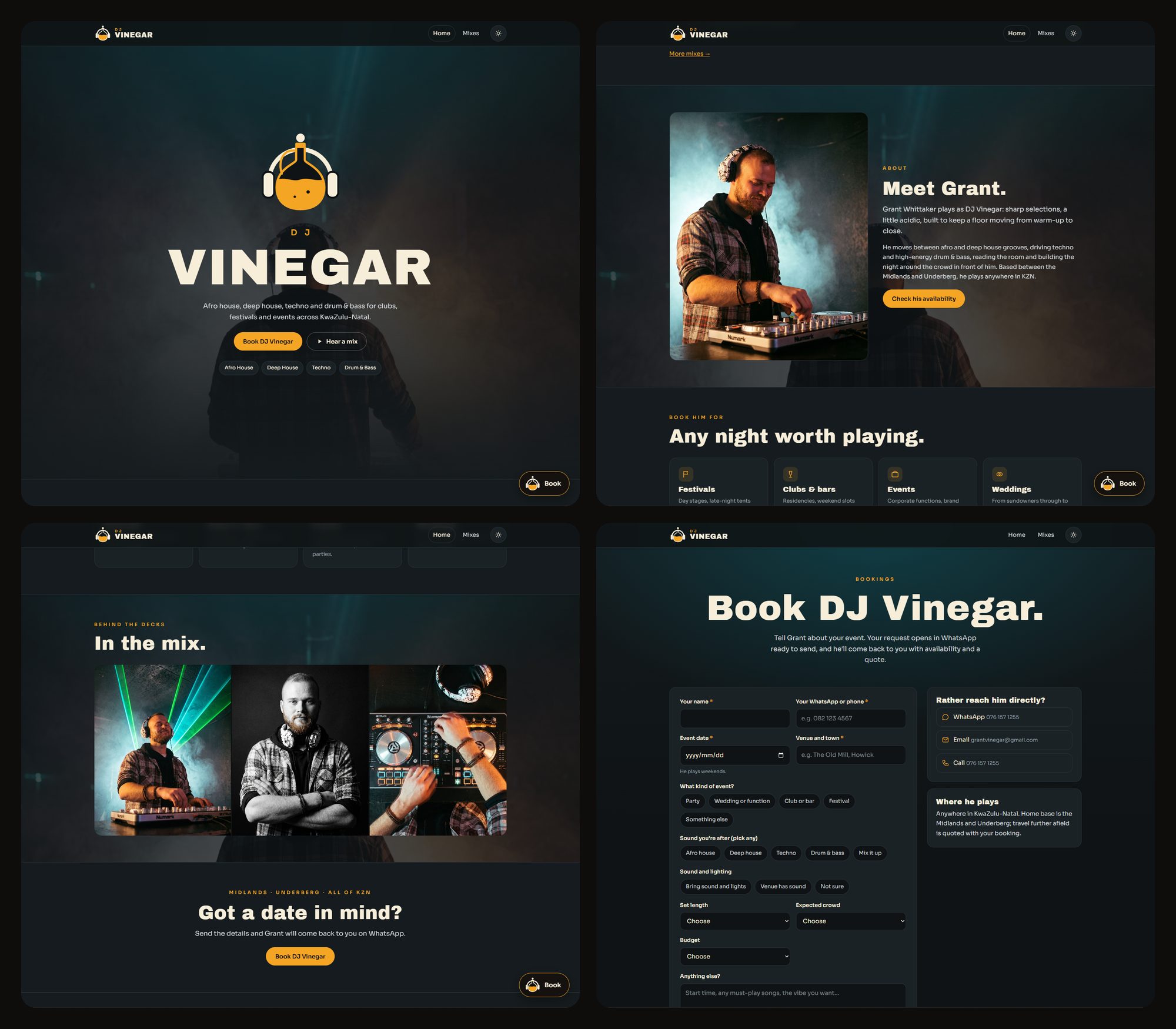 Screens from the DJ Vinegar website